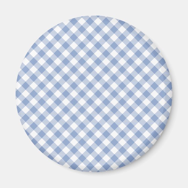Imã Padrão clássico Gingham azul verificado (Frente)