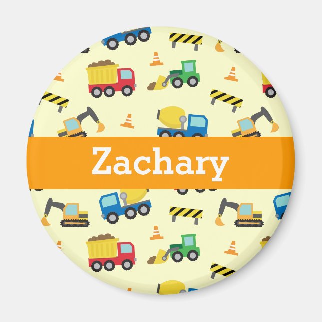 Imã Padrão Colorido de Veículos de Construção para Men (Frente)