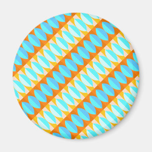 Imã Padrão Colorido Turquesa Azul Laranja Amarelo