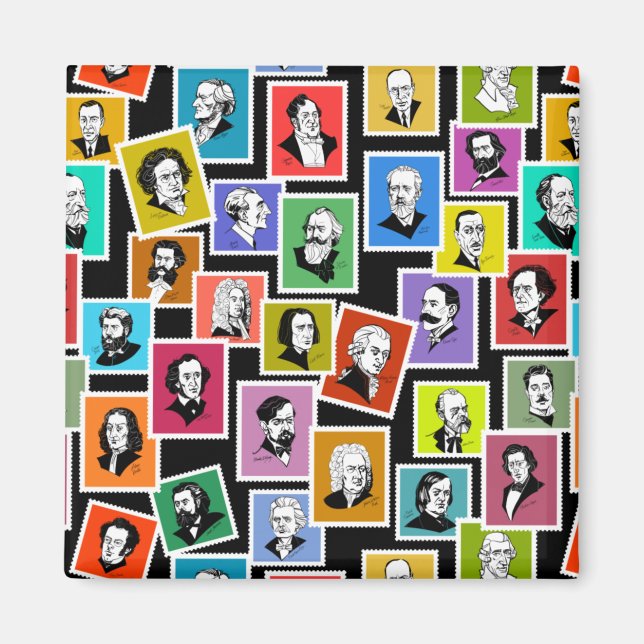 Imã Padrão com retratos dos maiores compositores (Frente)