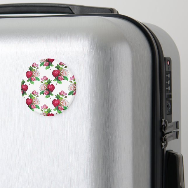 Imã Padrão com rosas vermelhas, brancas e rosadas, (In Situ (Luggage))