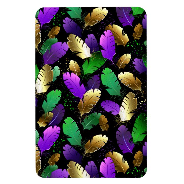 Ímã Padrão contínuo com penas de Mardi Gras (Vertical)