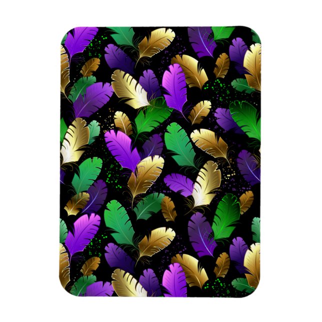 Ímã Padrão contínuo com penas de Mardi Gras (Vertical)