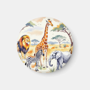Imã Padrão contínuo de animais do Safari Cena da Savan