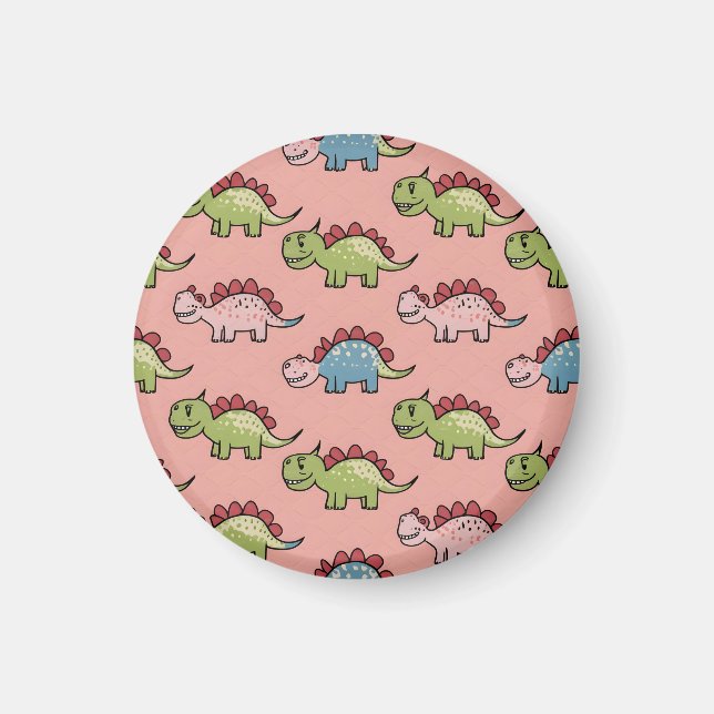 Imã Padrão contínuo de dinossauro fofo (Frente)