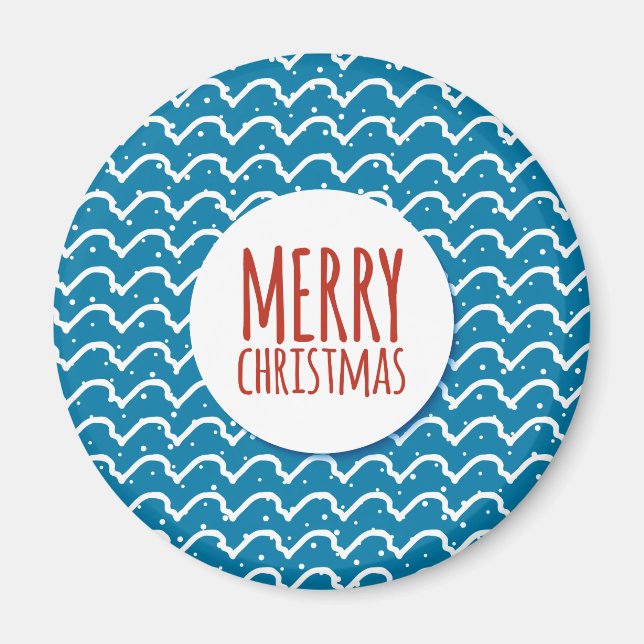 Imã Padrão contínuo de Feliz Natal Textura Azul (Frente)