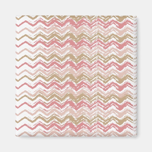 Imã Padrão Coral Spice Scribble ZigZag Chevron (Frente)