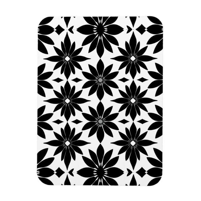 Ímã padrão damasco preto e branco (Vertical)