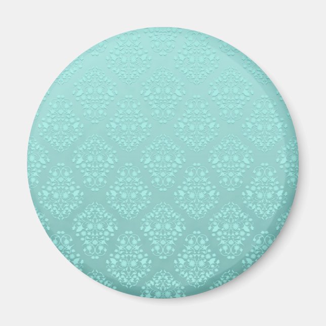 Imã Padrão Damasko Turquesa Teal Pálido (Frente)
