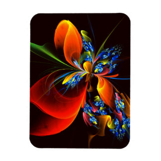 Ímã Padrão de Abstrato de Arte Floral Azul Laranja Mod