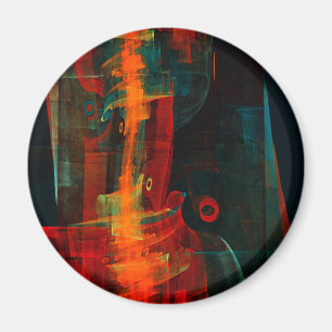 Imã Padrão de Abstrato de Arte Moderno Vermelho Azul-L