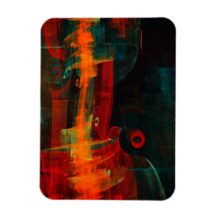 Ímã Padrão de Abstrato de Arte Moderno Vermelho Azul-L