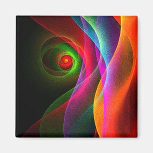 Imã Padrão de Abstrato de Arte Vermelho Verde Laranja 