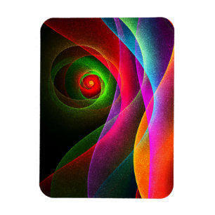 Ímã Padrão de Abstrato de Arte Vermelho Verde Laranja