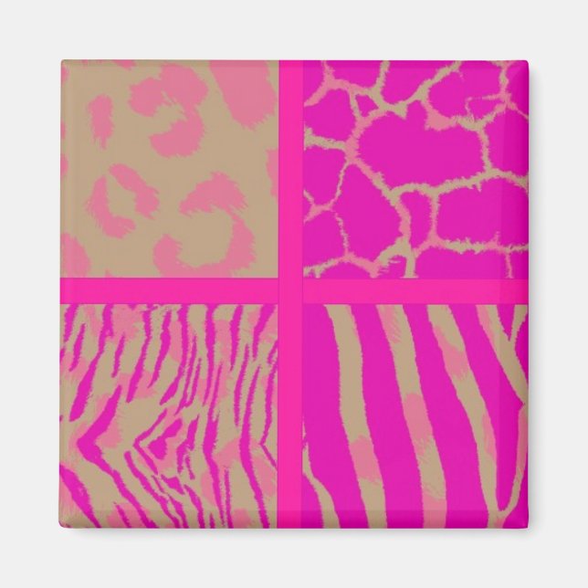 Imã Padrão de Animal Selvagem Rosa (Frente)