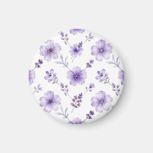 Imã Padrão de Aquarela de Flor de Linho Roxo Lavanda
