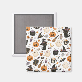 Imã Padrão de aquarela de Halloween fofo com gatos pre