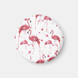 Imã Padrão de aquarela Flamingo, design vibrante.