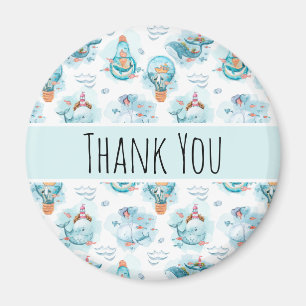 Imã Padrão de Aquarelas de Baleias Náuticas Cóticas