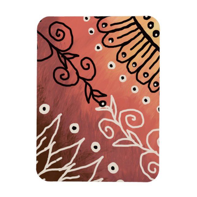 Ímã Padrão de Arte Engraçado Vermelho (Vertical)