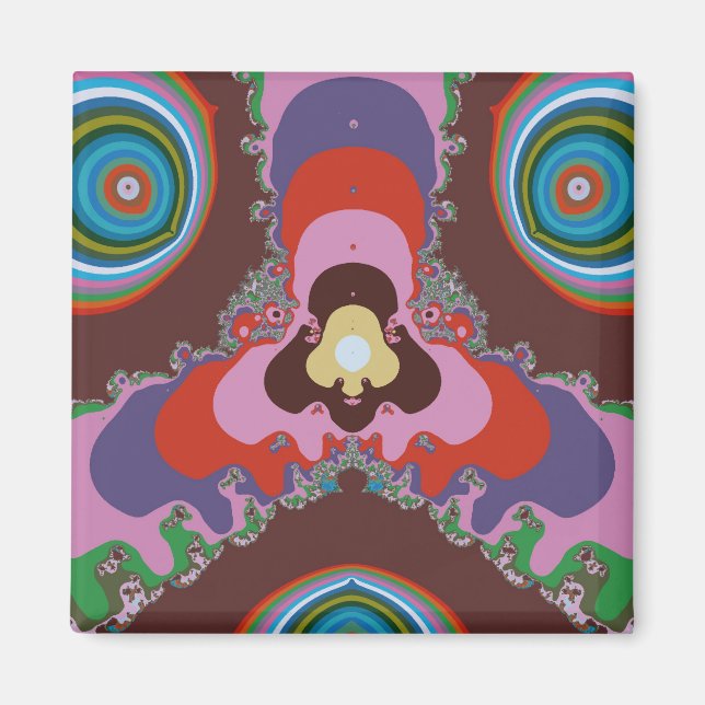 Imã Padrão de Arte Retro Psicodélico dos Anos 70 (Frente)