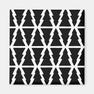 Imã Padrão de árvore de Natal preto e branco minimalis