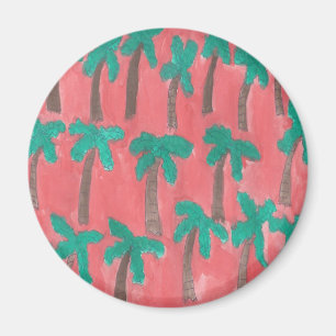 Imã Padrão de Árvore Palm de Aquarela