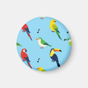 Imã Padrão de Aves Tropicais Coloridas