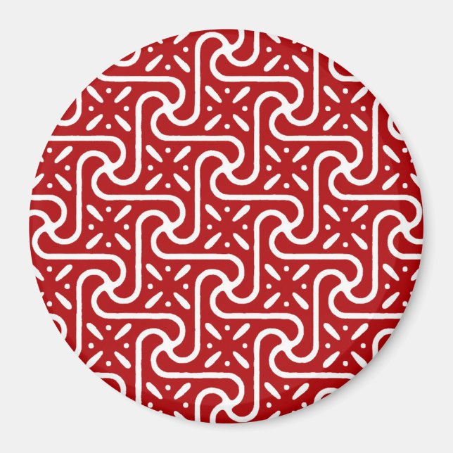 Imã padrão de azulejo egípcio, vermelho escuro e branc (Frente)