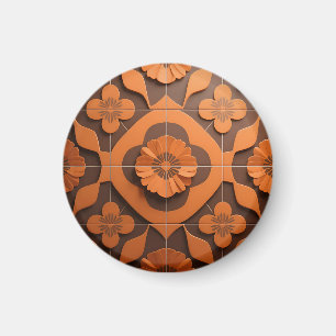 Imã Padrão de Azulejo Geométrico de Medalhões Florais