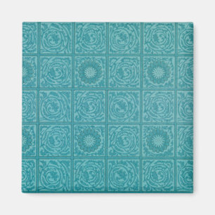 Imã Padrão de Azulejo Teal (por William Morris)