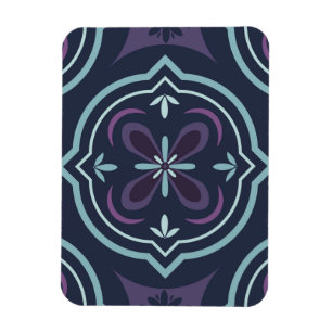 Ímã padrão de azulejos florais azulados