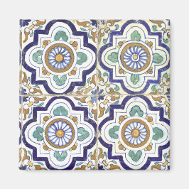 Imã Padrão de Azulejos Ornamentais Botânicas Vintage