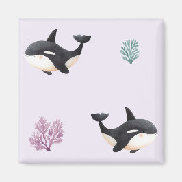 Imã Padrão de Baleia Orca Fofa para Berçário de Vida M