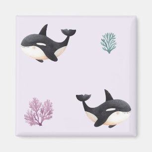 Imã Padrão de Baleia Orca Fofa para Berçário de Vida M