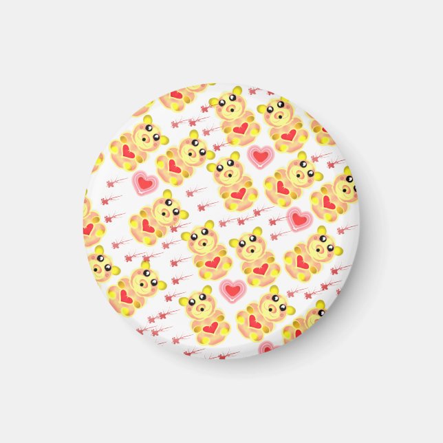 Imã Padrão de Berçário do Ursinho Coração (Frente)