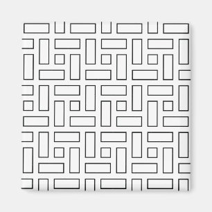 Imã Padrão de Bloco Linear Preto e Branco - Branco