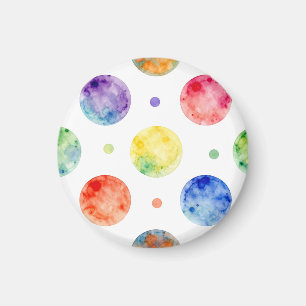 Imã Padrão de bolinhas de esfera de arco-íris aquarela
