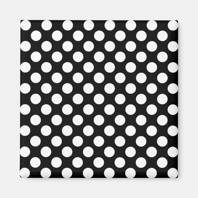 Imã Padrão de bolinhas preto e branco (Frente)
