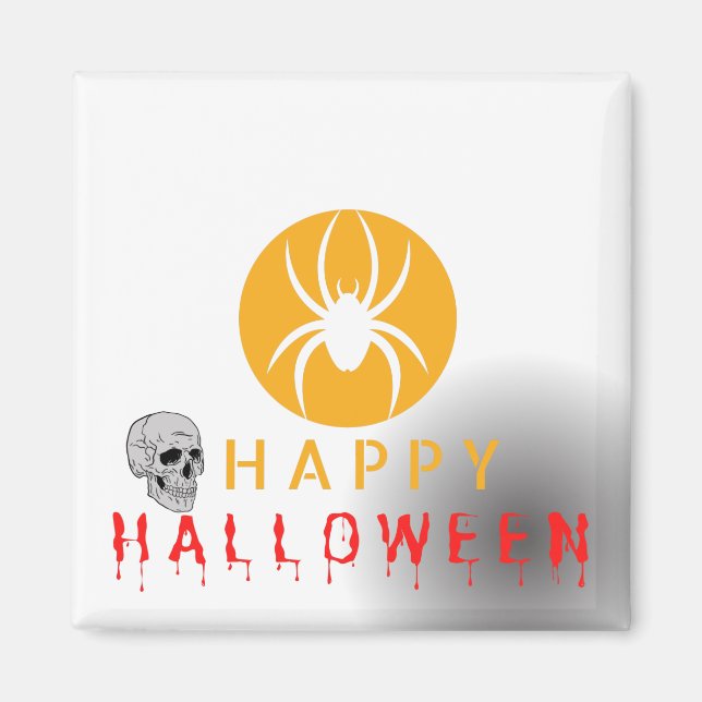 Imã Padrão de Boo Fantasma Feliz Halloween (Frente)