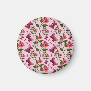 Imã Padrão de Borboleta Cereja Fofa, Fruta Kawaii Bril
