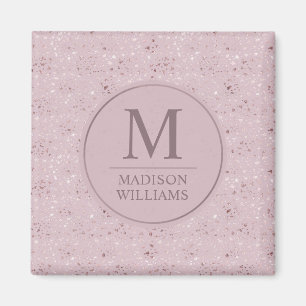 Imã Padrão de Brilho Rosa Bege Dourado Personalizado