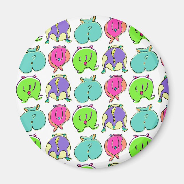 Imã Padrão de Bumbuns de Hamster Coloridos (Frente)