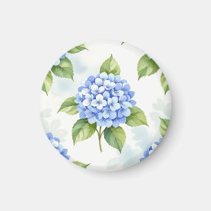 Imã Padrão de Buquê de Hortênsia Azul Pastel