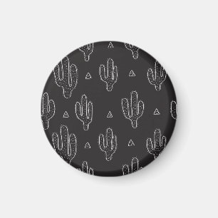 Imã Padrão de Cactus Preto Desenhado à Mão