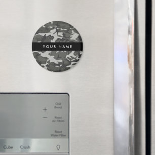 Imã Padrão de Camuflagem Cinza, Seu nome, Personalizar