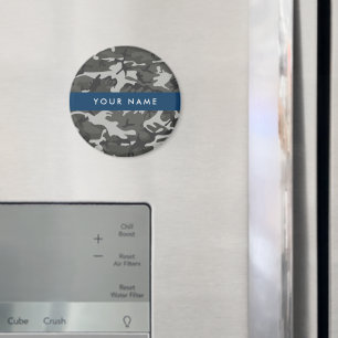 Imã Padrão de Camuflagem Cinza, Seu nome, Personalize