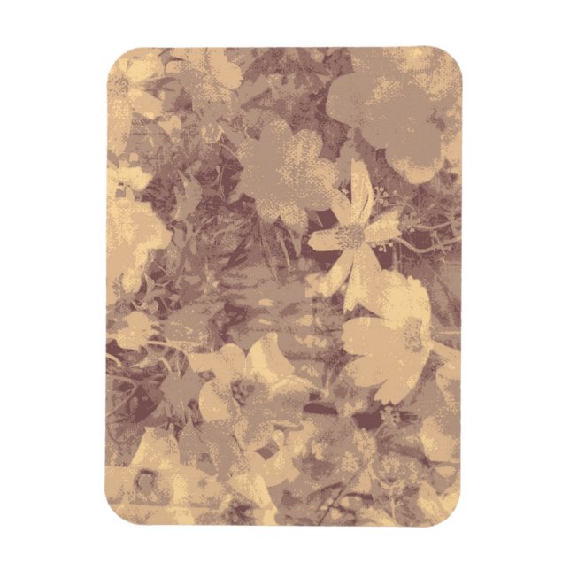 Ímã Padrão de camuflagem de flores e folhas em bege (Vertical)