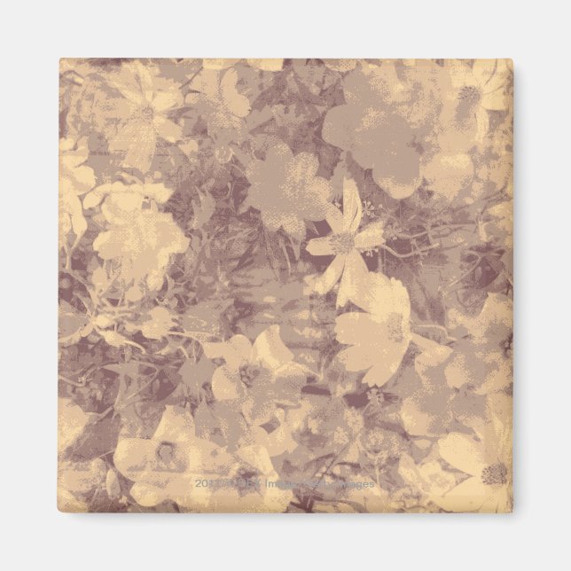 Imã Padrão de camuflagem de flores e folhas em bege (Frente)