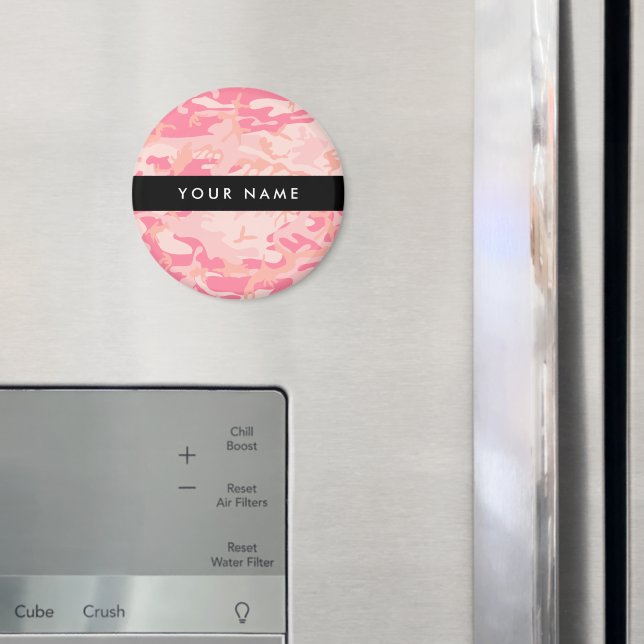 Imã Padrão de Camuflagem Rosa, Seu nome, Personalize (In Situ (Fridge))